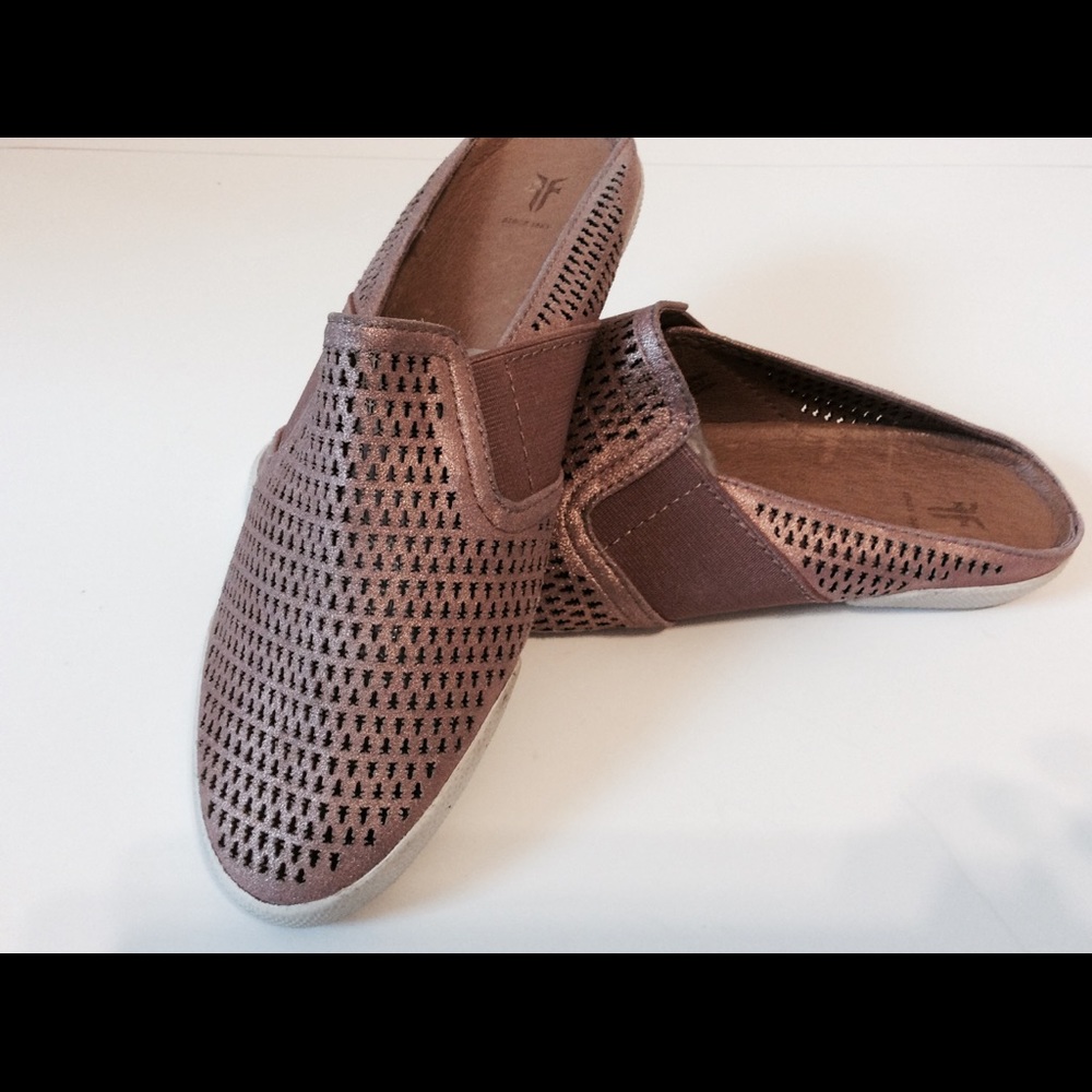 Frye Melanie Mauve Leather Mules Slip On Flats
